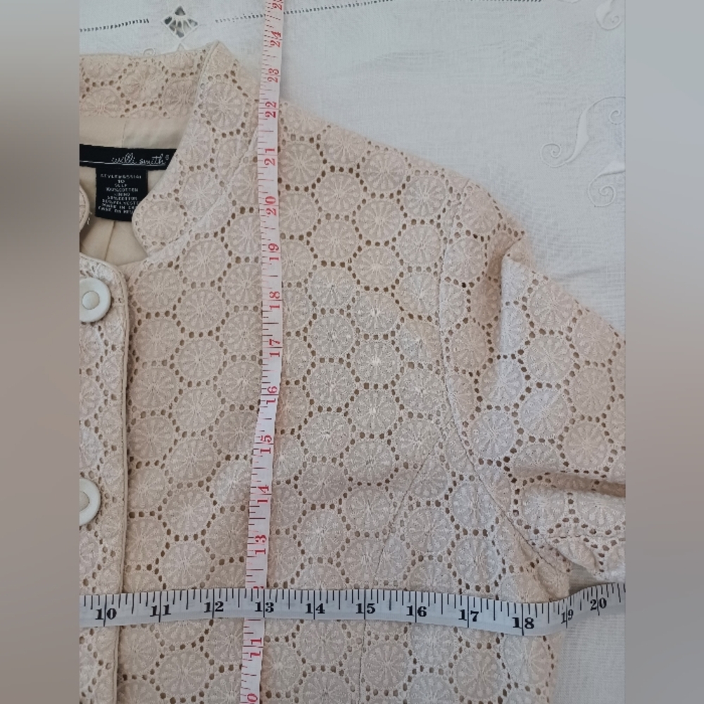 Willi Smith Cream Eyelet Button Front Jacket - image 3